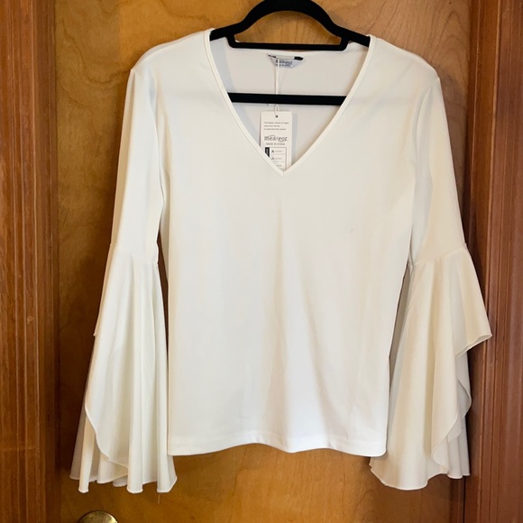 Meaneor Tops - White, flare-sleeve Too, 16W